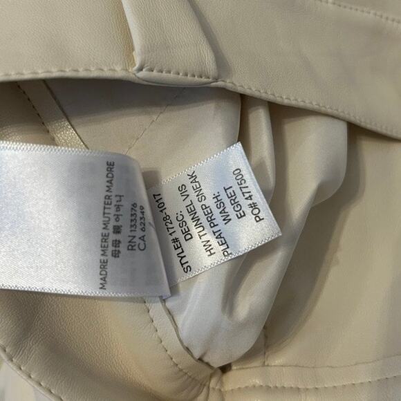 Mother High Waisted Egret Tunnel Vision Pleated Prep Faux Leather Pants - Picture 7 of 7